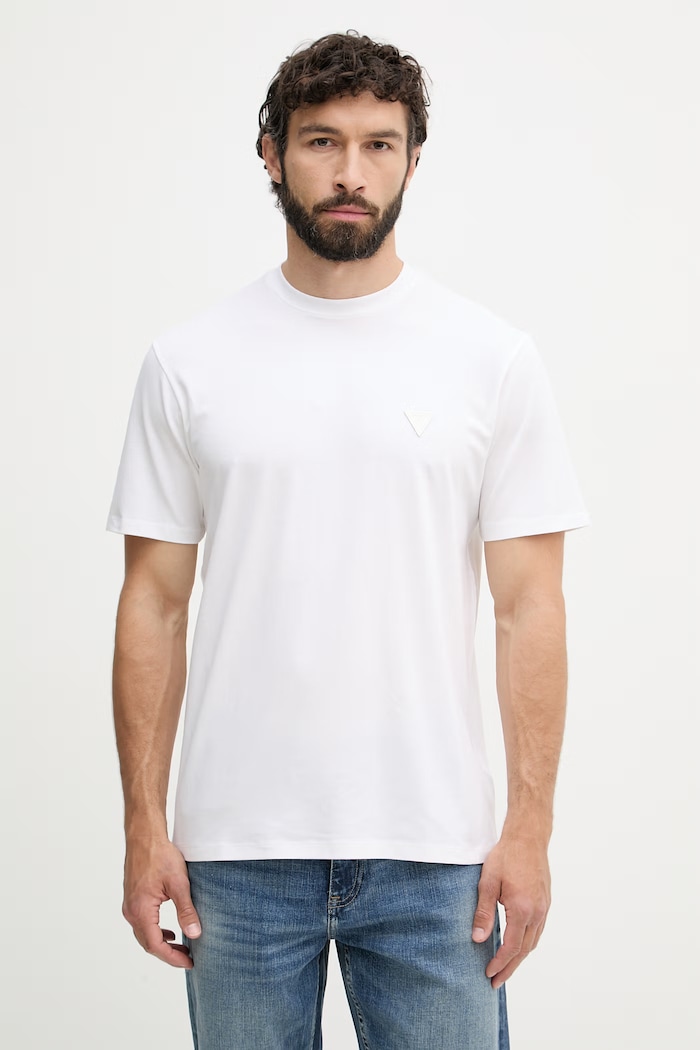 Guess tričko pánske s bavlnou biela M6GI21.K3053