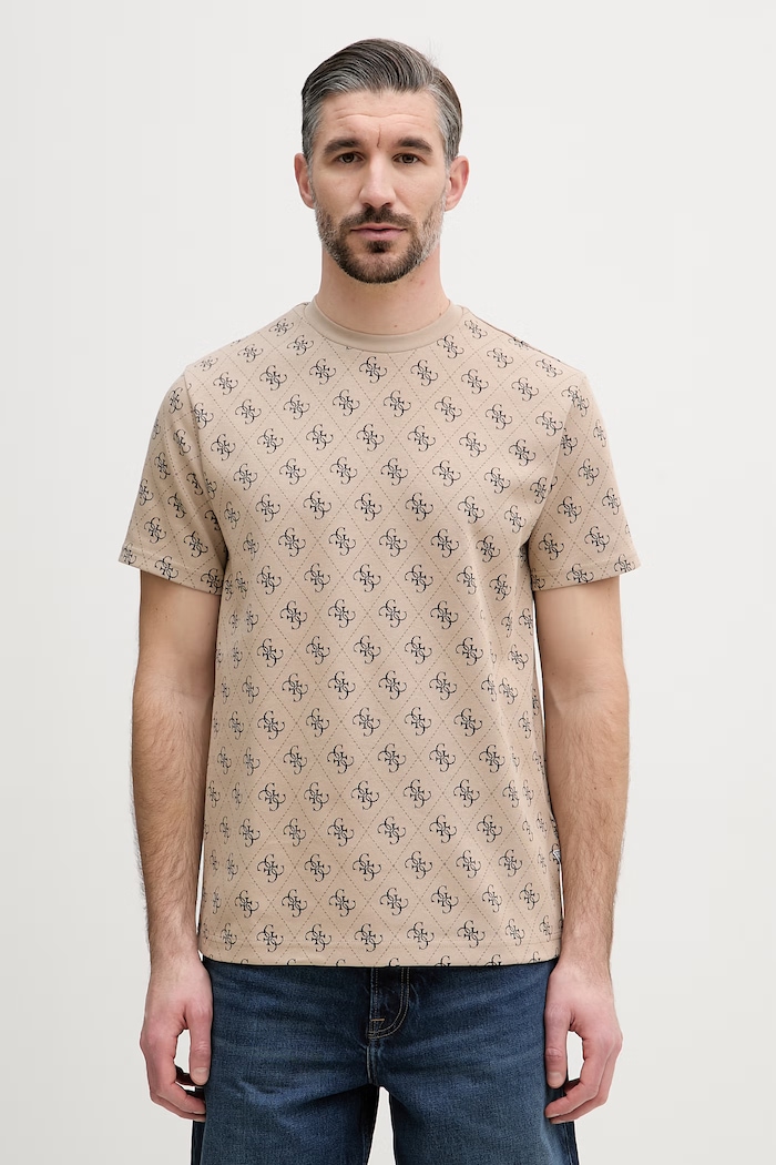Guess tričko pánske s bavlnou béžová M6GP34.K3200