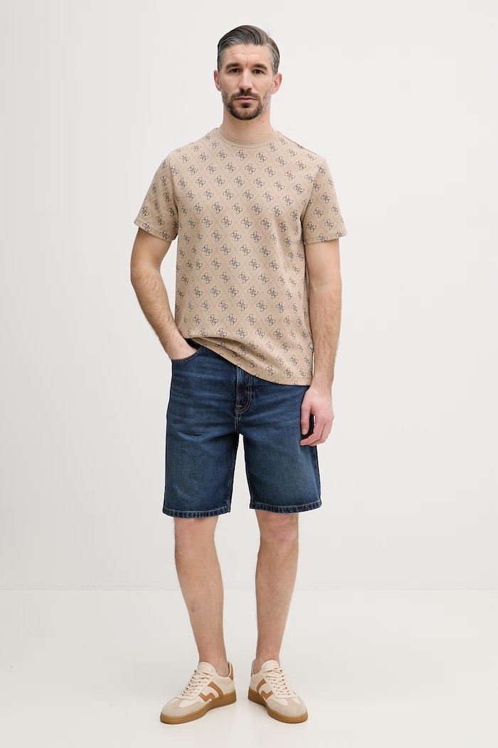 Guess tričko pánske s bavlnou M6GP34.K3200 béžová SS26