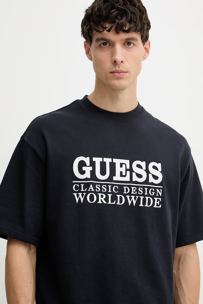 Guess tričko pánske s bavlnou tmavomodrá M6GQ25.K3487
