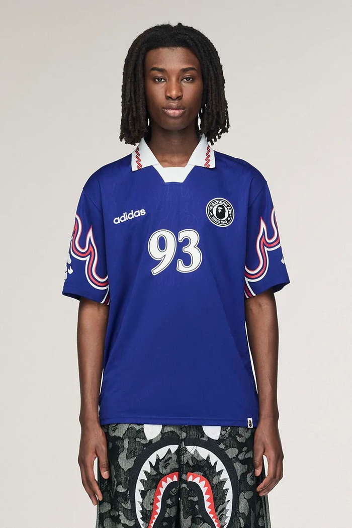 adidas Originals x BAPE polo shirt blue color patterned KF4914 KF4914