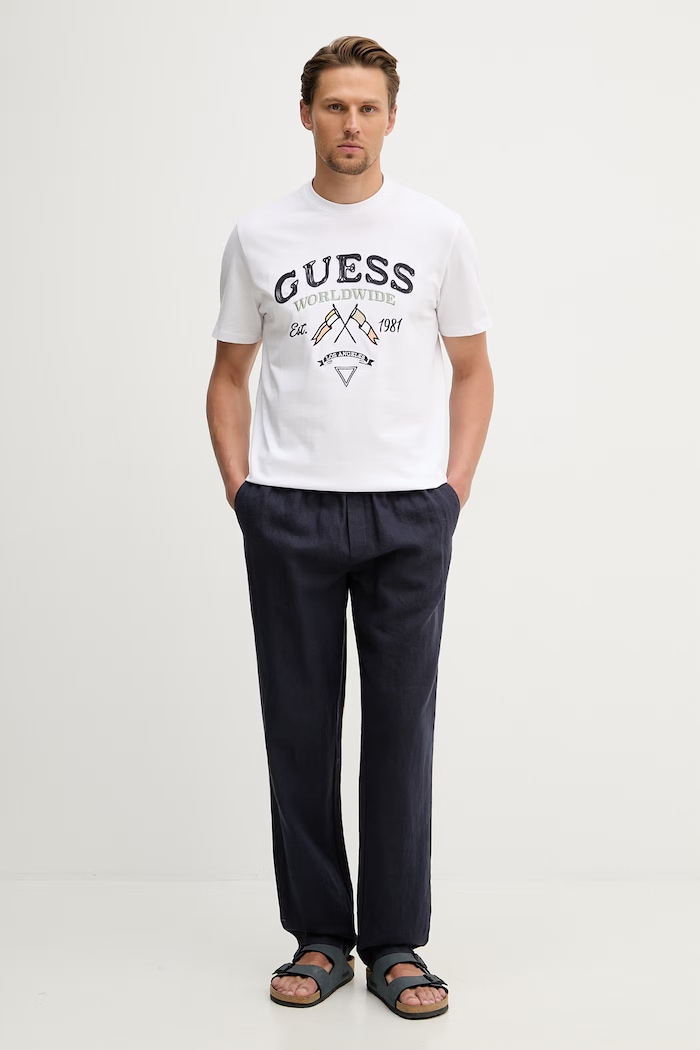 Guess tričko pánske bavlnené M6GI06.K2917 biela SS26