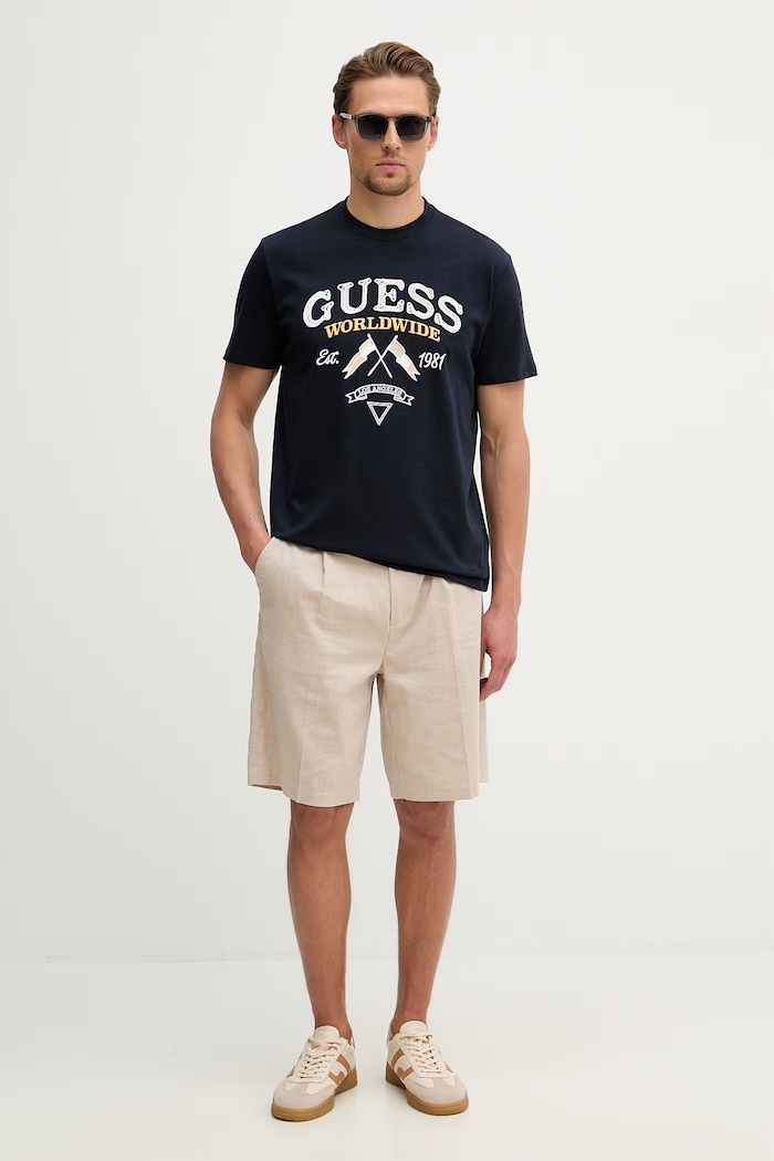 Guess tričko pánske bavlnené M6GI06.K2917 tmavomodrá SS26