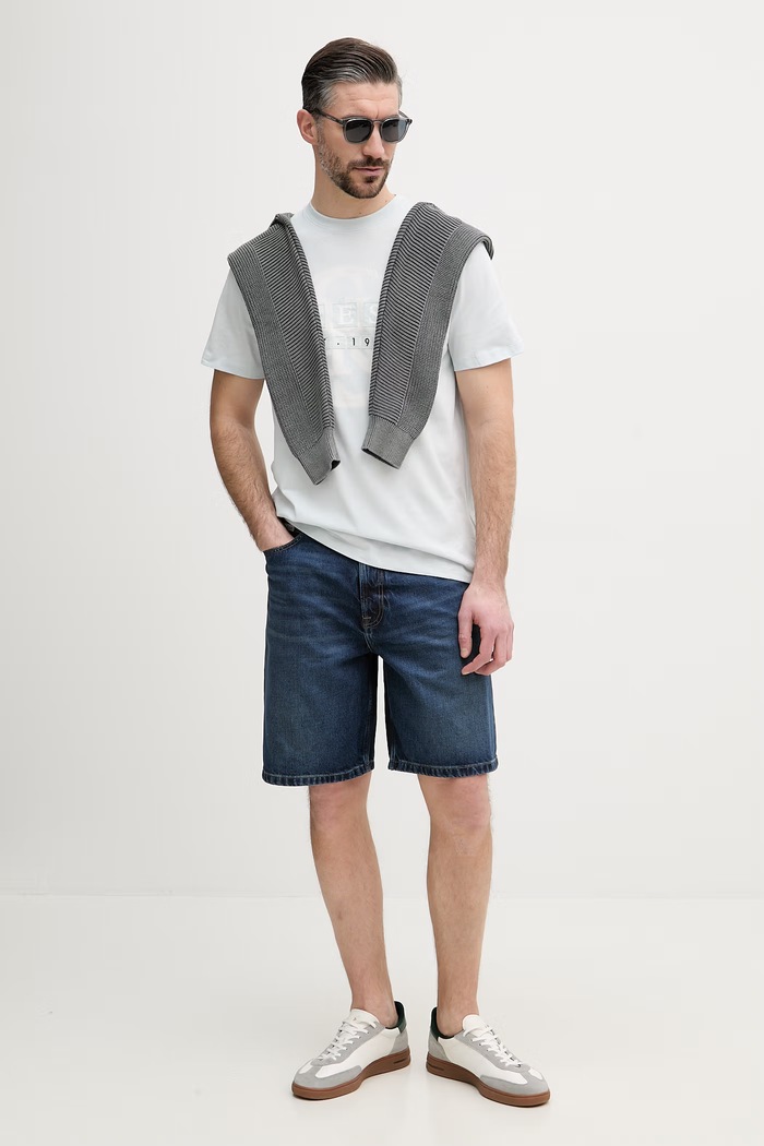 Guess tričko pánske bavlnené M6GI09.K2989 modrá SS26