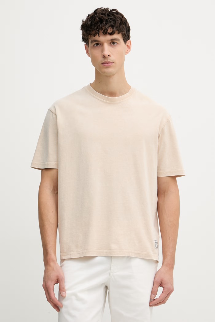 Guess T-shirt Ανδρικό βαμβακερό μπεζ M6GI18.K3050