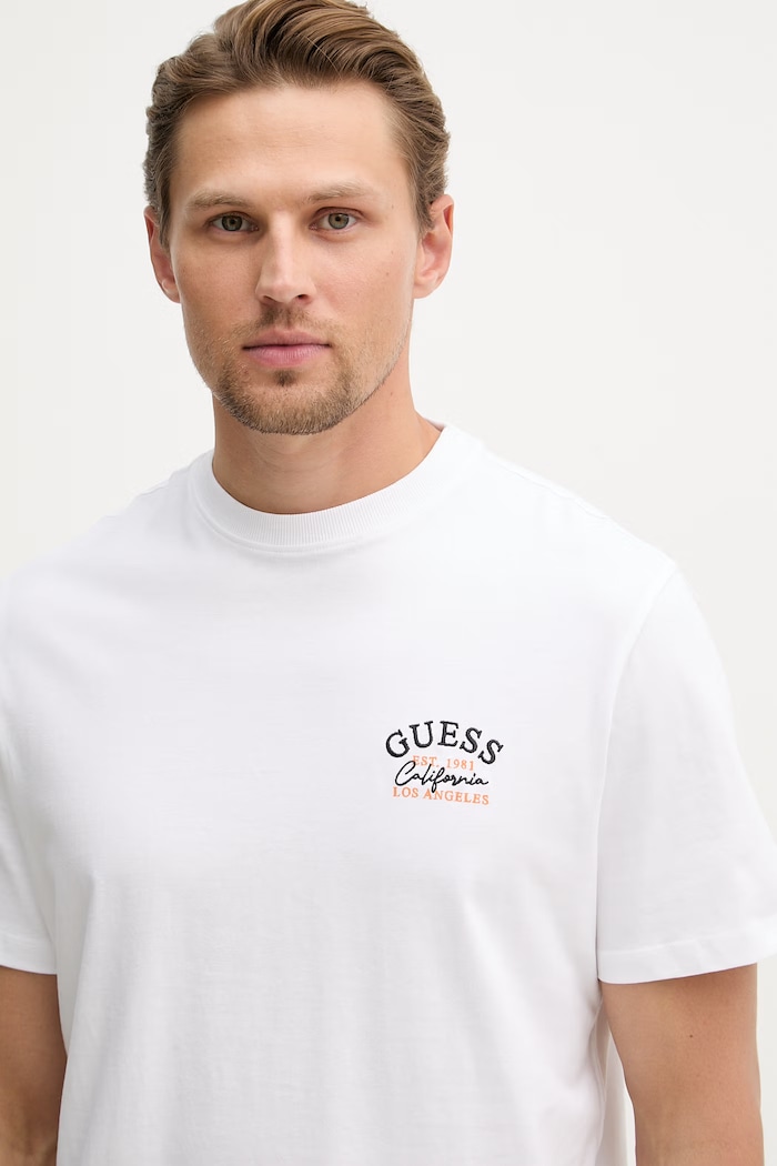 Guess tričko pánske bavlnené biela M6GI19.K3051