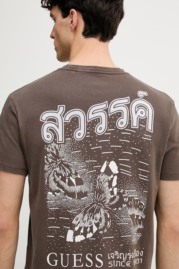 Guess tričko pánske bavlnené hnedá M6GI35.K3316
