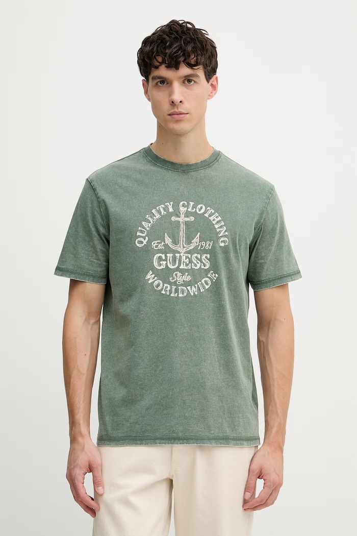 Guess moška bombažna kratka majica zelena M6GI43.K3471