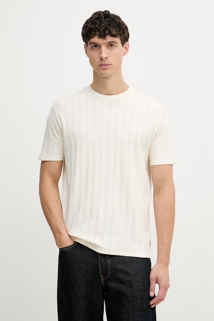 Guess t-shirt ανδρικό βαμβακερό μπεζ M6GP29.K3188