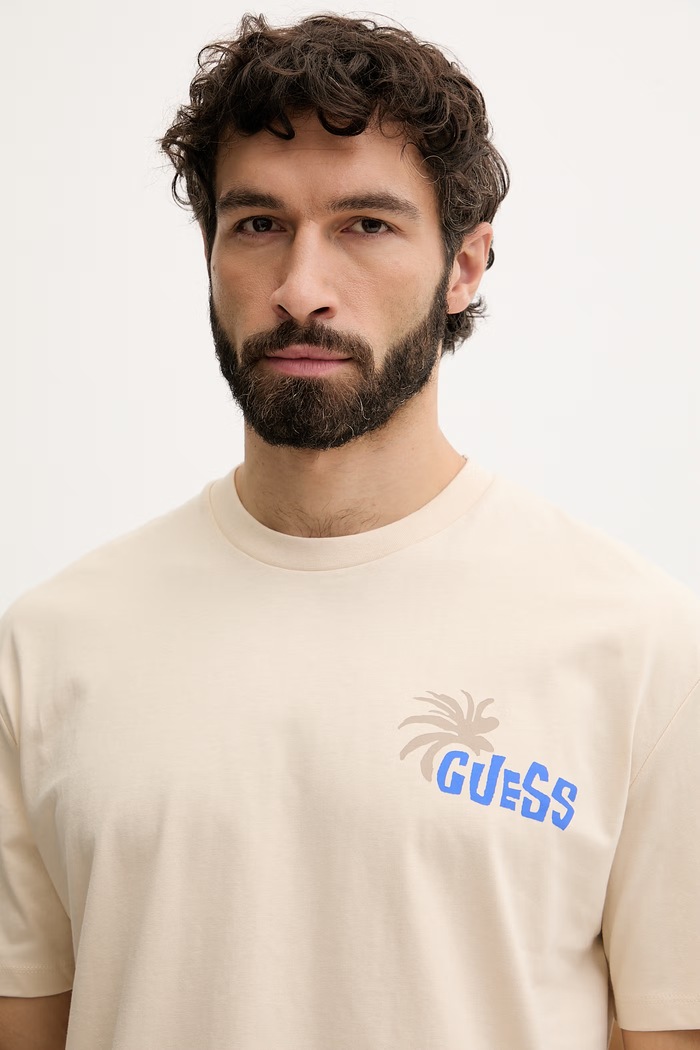 Oblečenie Guess tričko pánske bavlnené F6GI07.K8FQ4 béžová