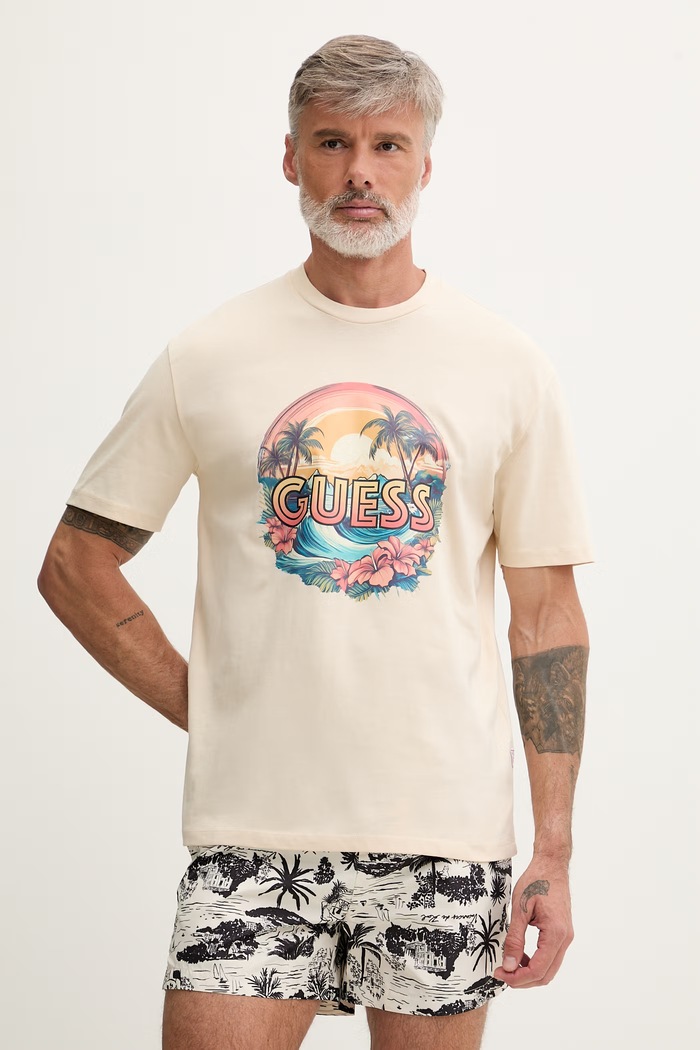 Guess tricou pentru bărbați, din bumbac bej F6GI08.K8FQ4