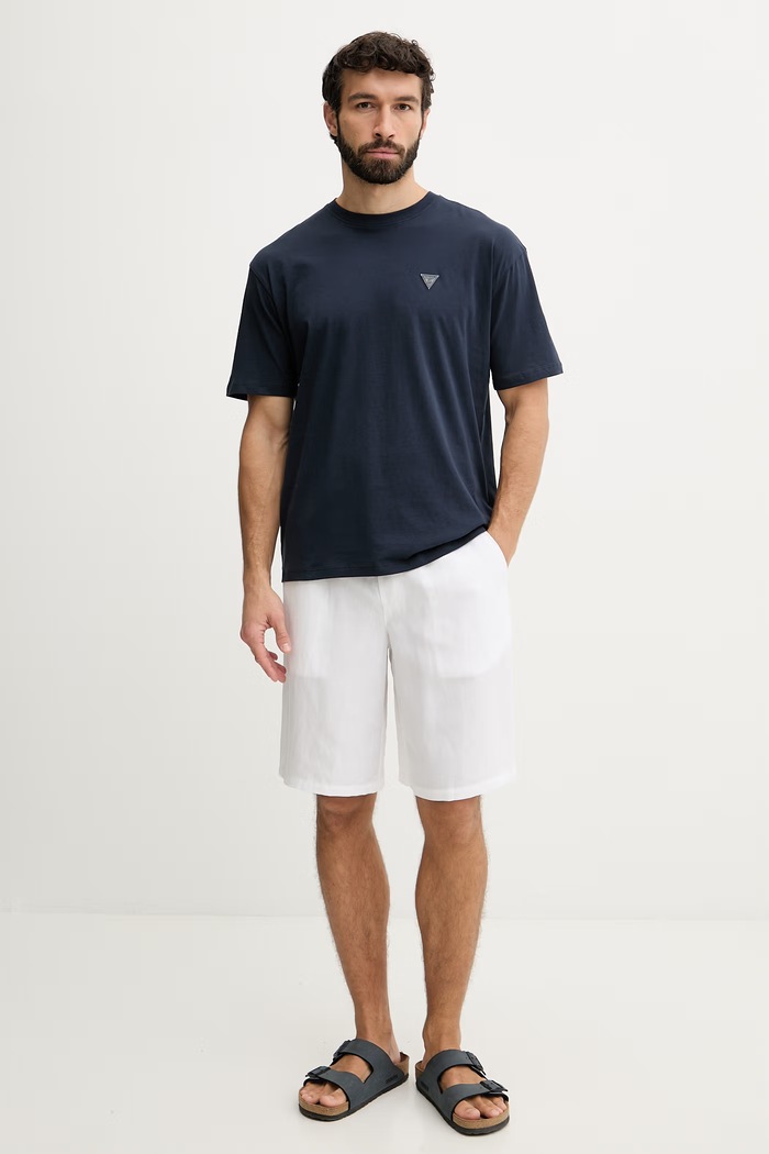 Guess kratka moška bombažna majica F6GI11.K8HM4 mornarsko modra SS26