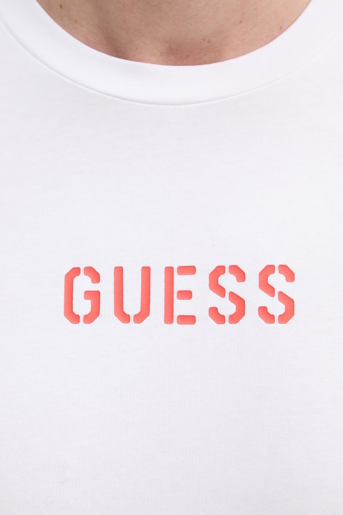 Guess pánske bavlnené tričko s elastanom EVAN U6GM01.K6YW1 biela