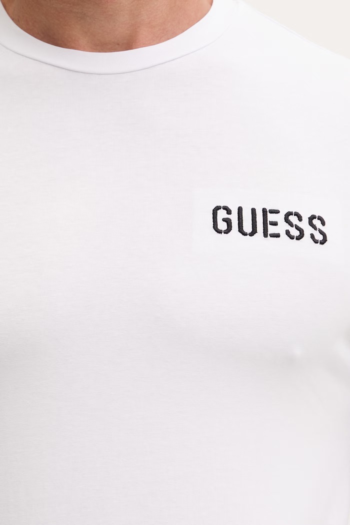 Guess tričko pánske bavlnené s elastanom ANDREW U6GM03.K6YW1 biela