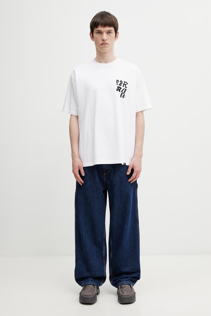 by Parra Why are you here t-shirt męski bawełniany 55155 biały
