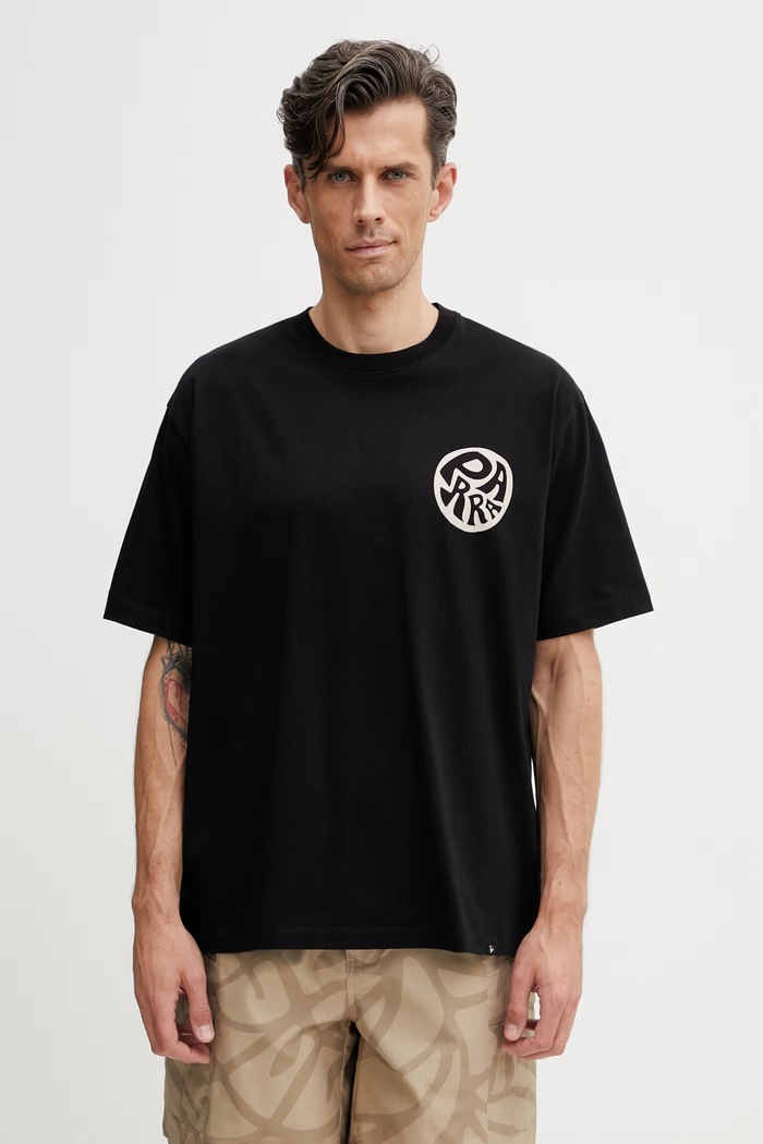 Abbigliamento By Parra Play ball t-shirt in cotone da uomo 55272 nero