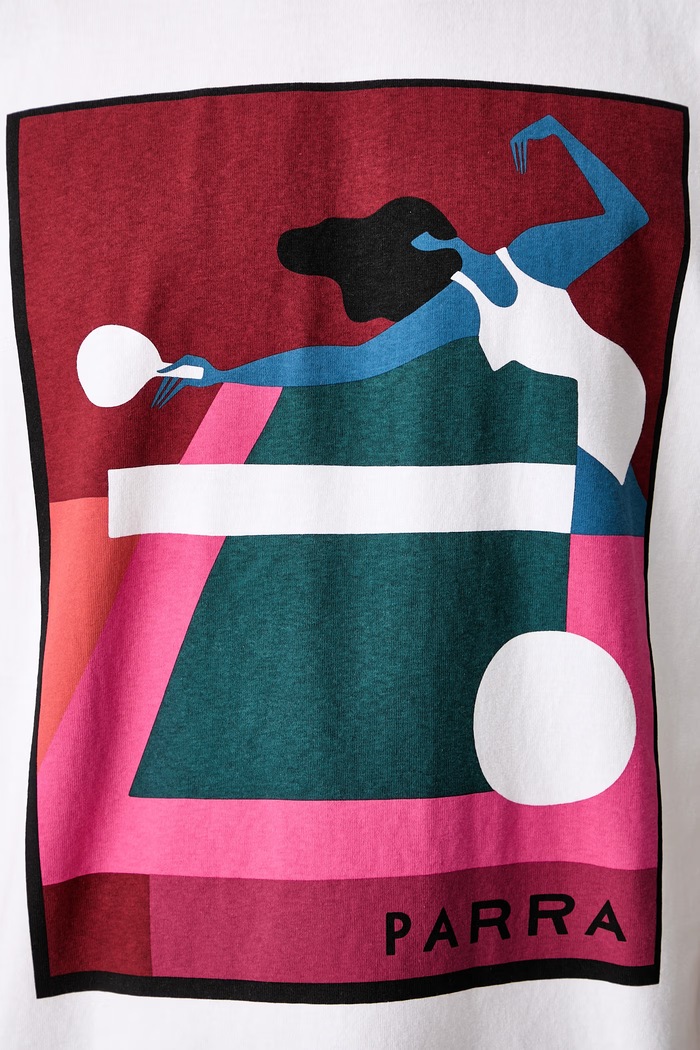 By Parra Ping ponged T-shirt męski bawełniany 55460 biały