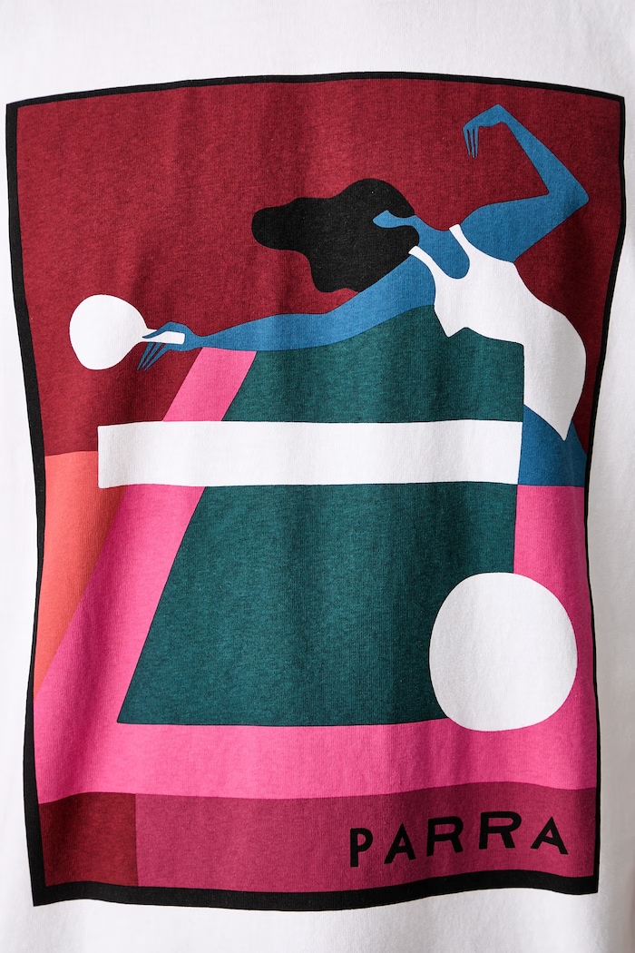By Parra Ping ponged T-shirt męski bawełniany 55460 biały