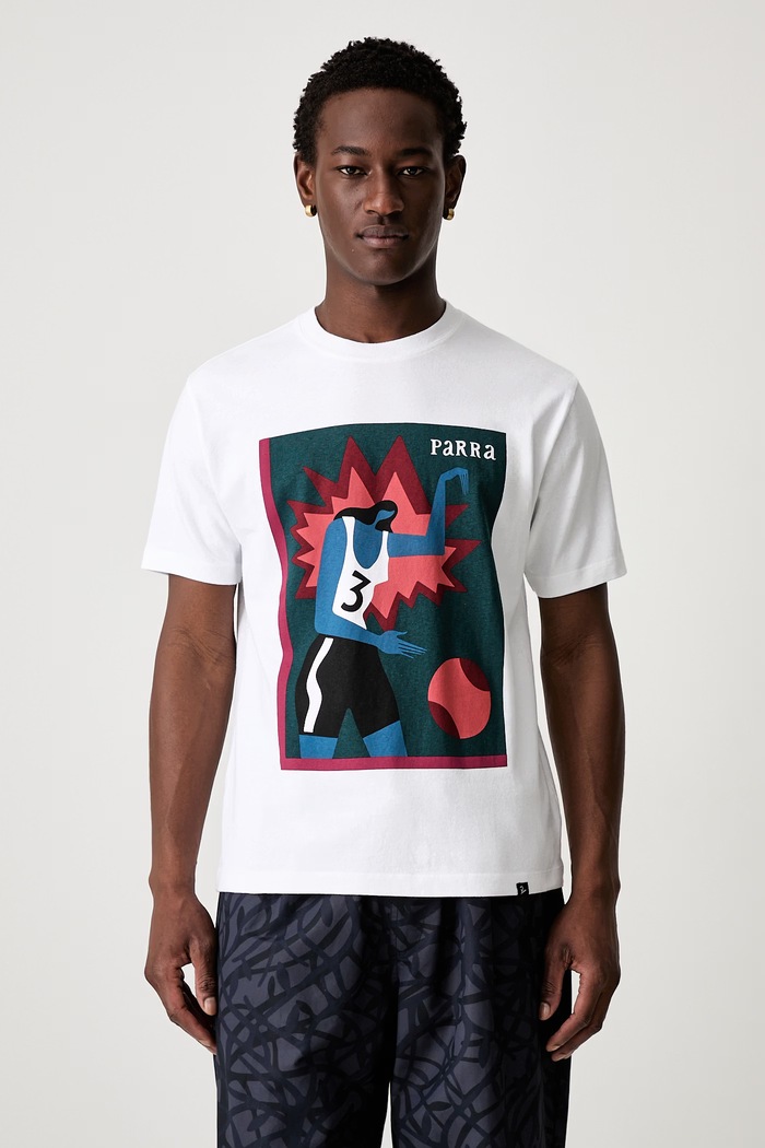 by Parra Baseketball T-shirt męski bawełniany biały 55465