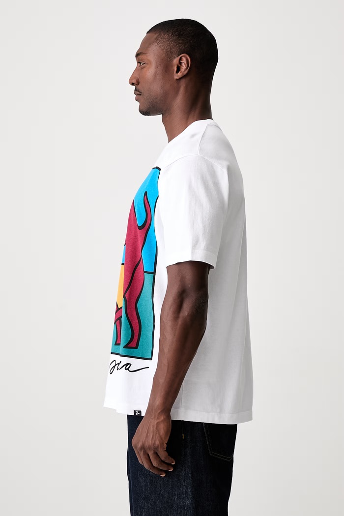 by Parra Bear dog hammer T-shirt męski bawełniany biały 55545