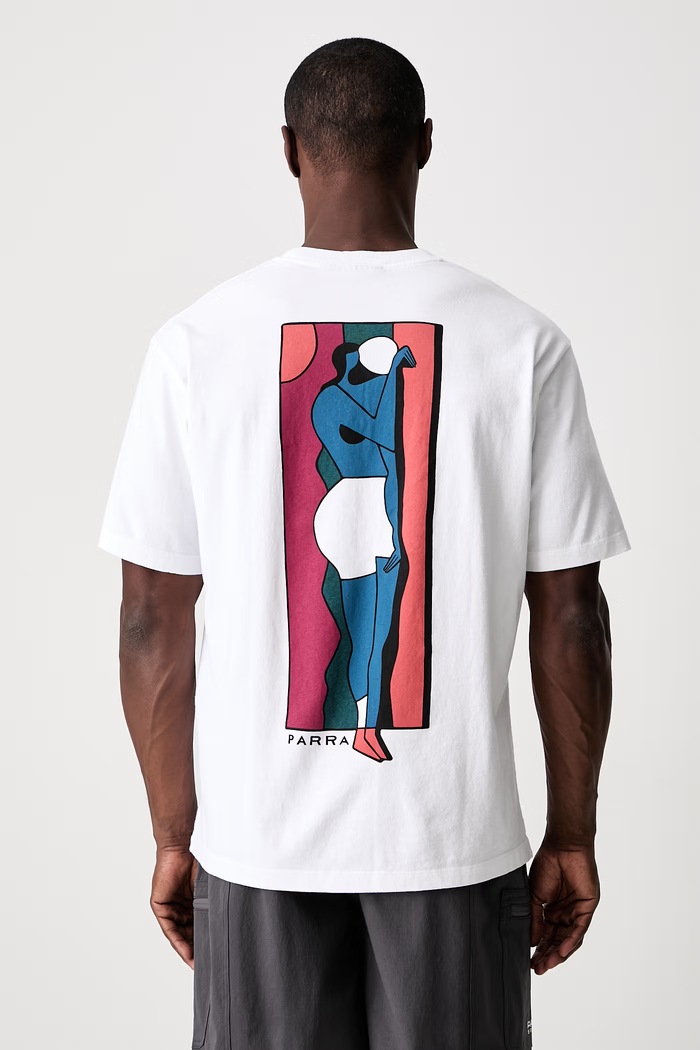 Odzież by Parra Vertical thoughts T-shirt bawełniany męski 55550.White biały