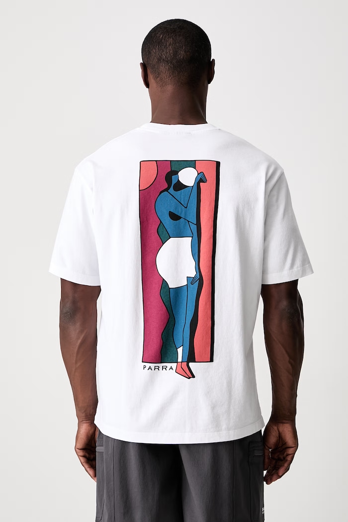 Odzież by Parra Vertical thoughts T-shirt bawełniany męski 55550.White biały