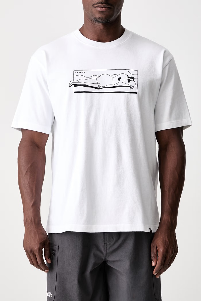 by Parra Vertical thoughts T-shirt bawełniany męski 55550.White biały