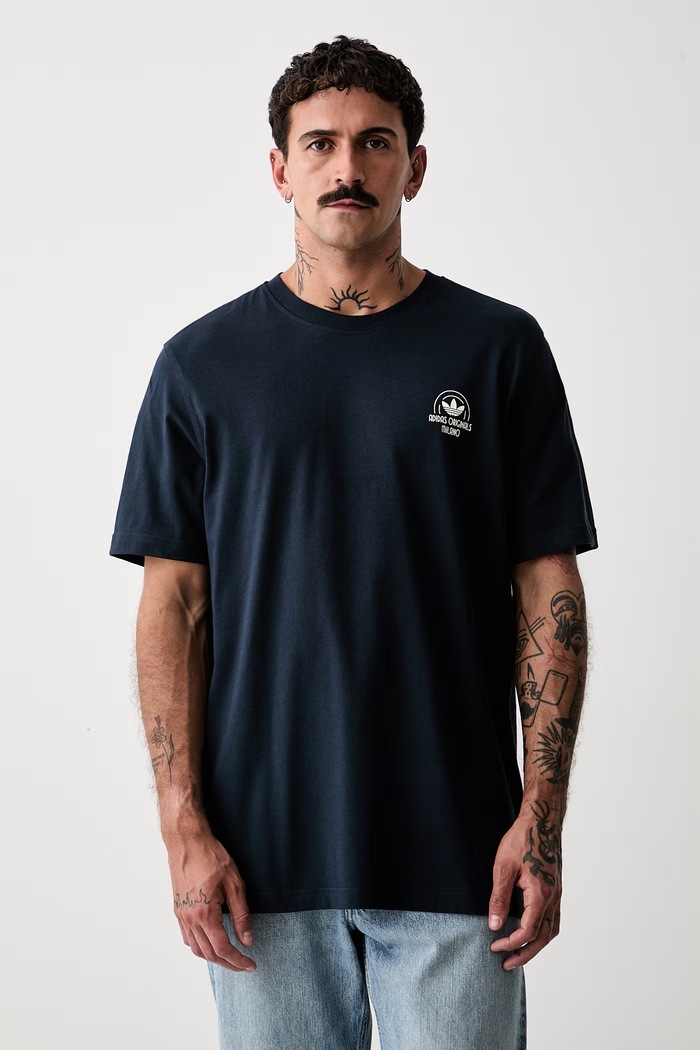 Odzież adidas Originals T-shirt męski bawełniany LE6045 granatowy