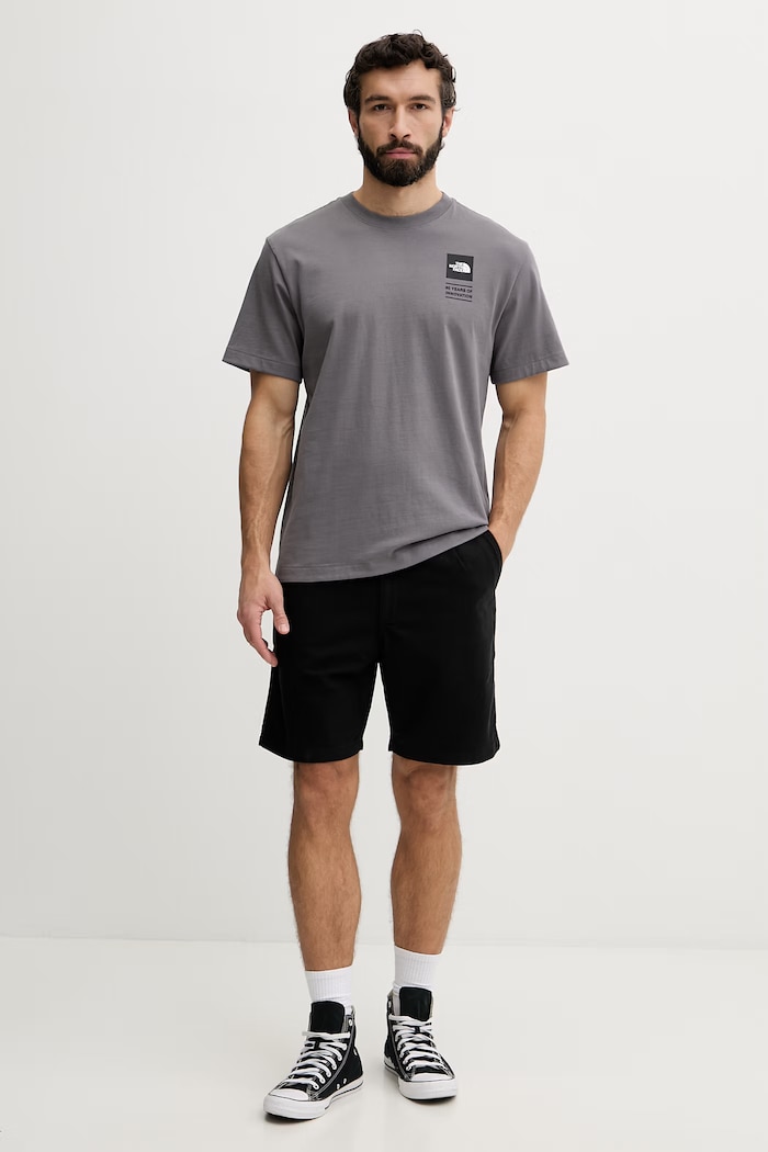 The North Face t-shirt ανδρικό βαμβακερό CELEBRATION NF0A8GAQ0UZ1 γκρί SS26