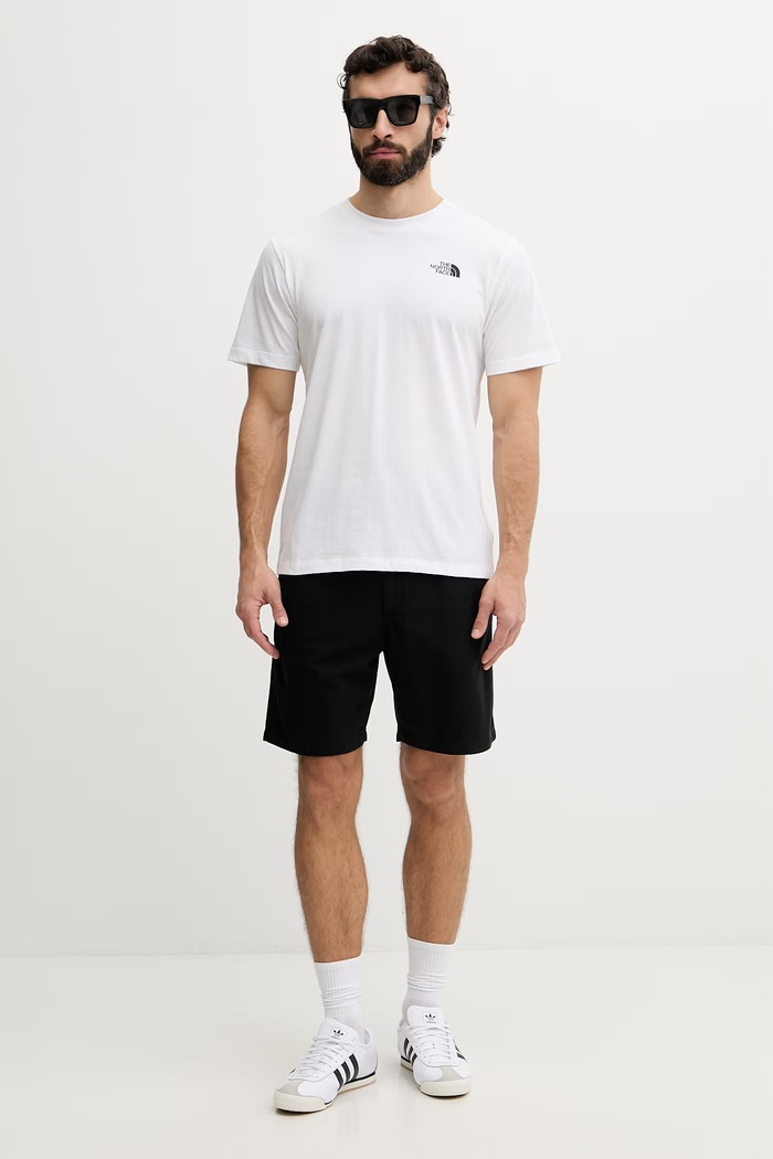 The North Face kratka majica moška z bombažem VERTICAL NF0A8GV1FN41 bela SS26