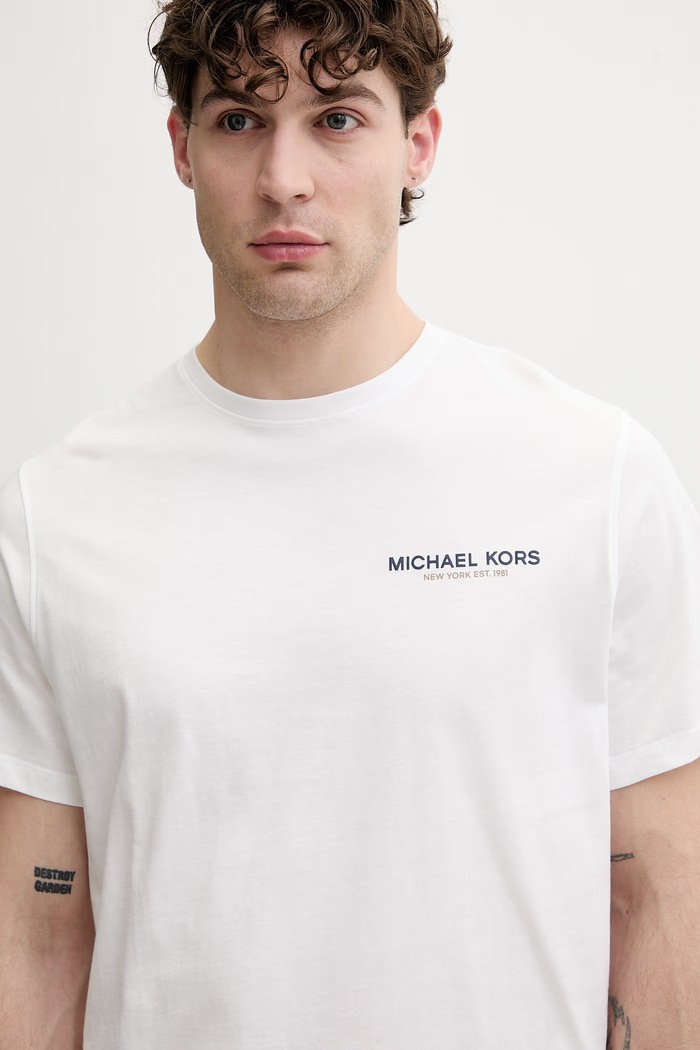 Michael Kors T-shirt męski bawełniany biały CS652ZCFV4