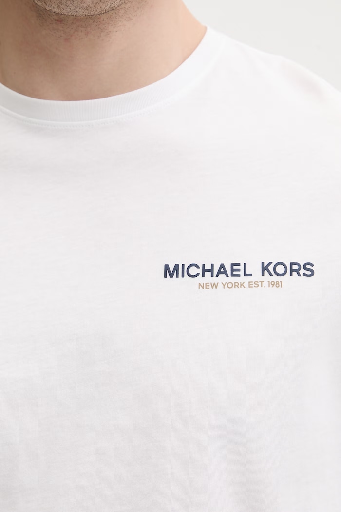 Michael Kors T-shirt męski bawełniany CS652ZCFV4 biały