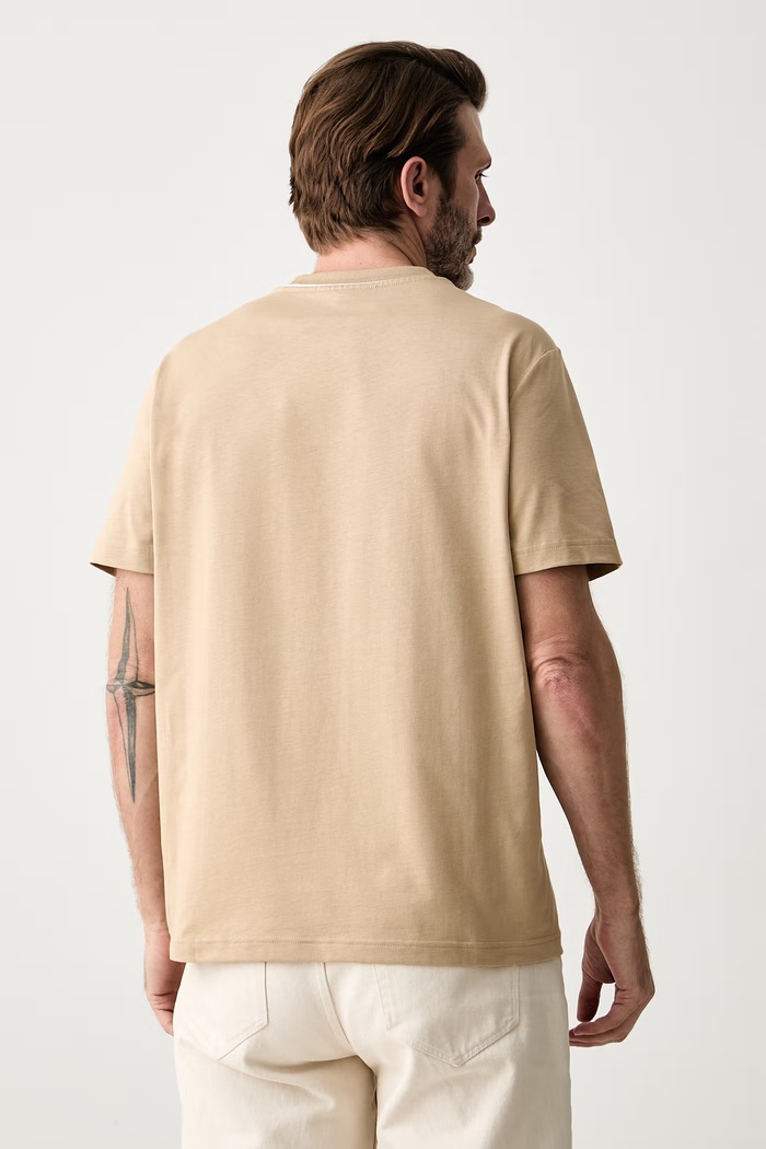 Odzież Michael Kors T-shirt męski bawełniany CS652SN19P beżowy