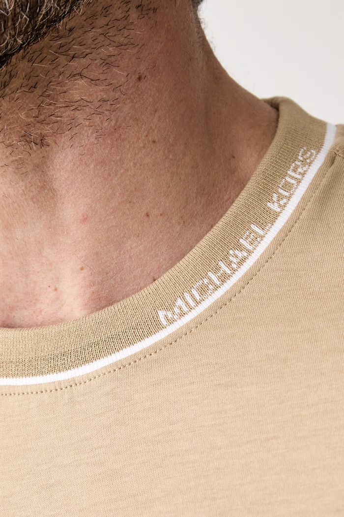 Michael Kors T-shirt męski bawełniany CS652SN19P beżowy