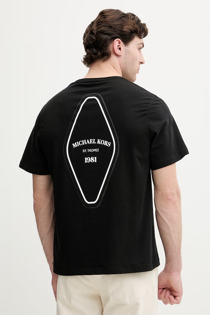 Michael Kors T-shirt męski bawełniany czarny CS652ZHFV4