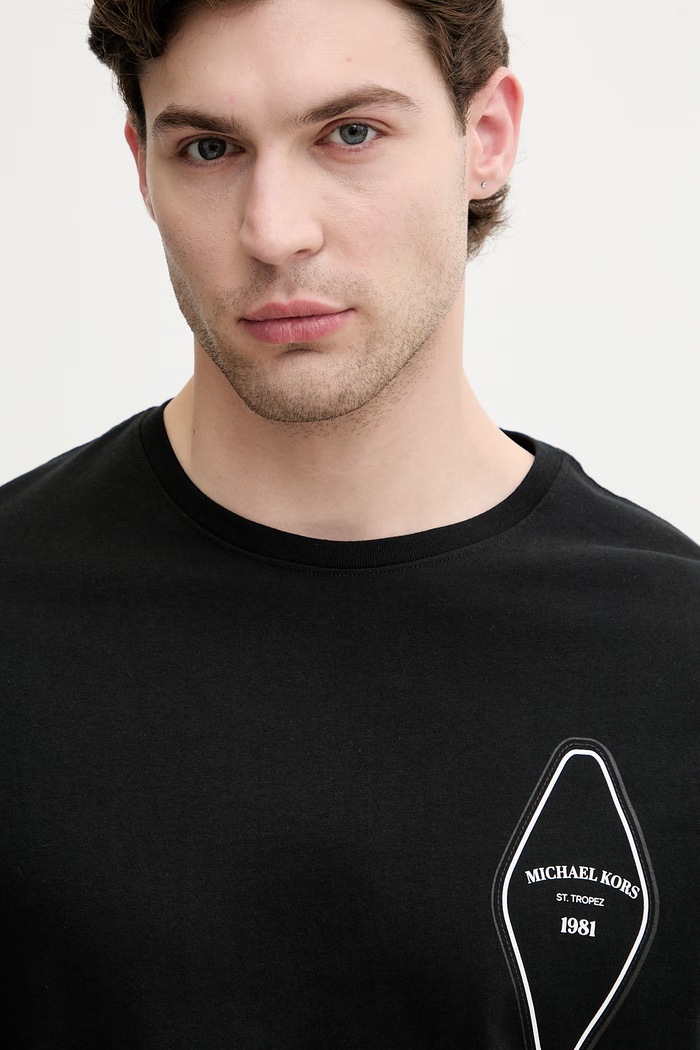 Michael Kors T-shirt męski bawełniany czarny CS652ZHFV4