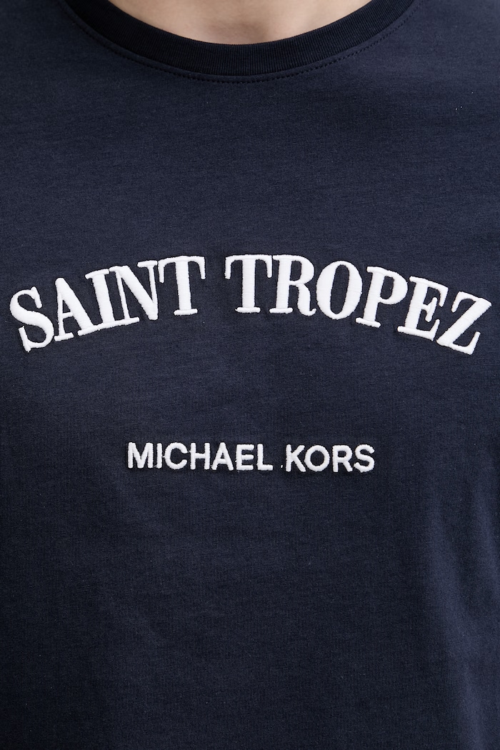 Michael Kors T-shirt męski bawełniany CS652XSFV4 granatowy