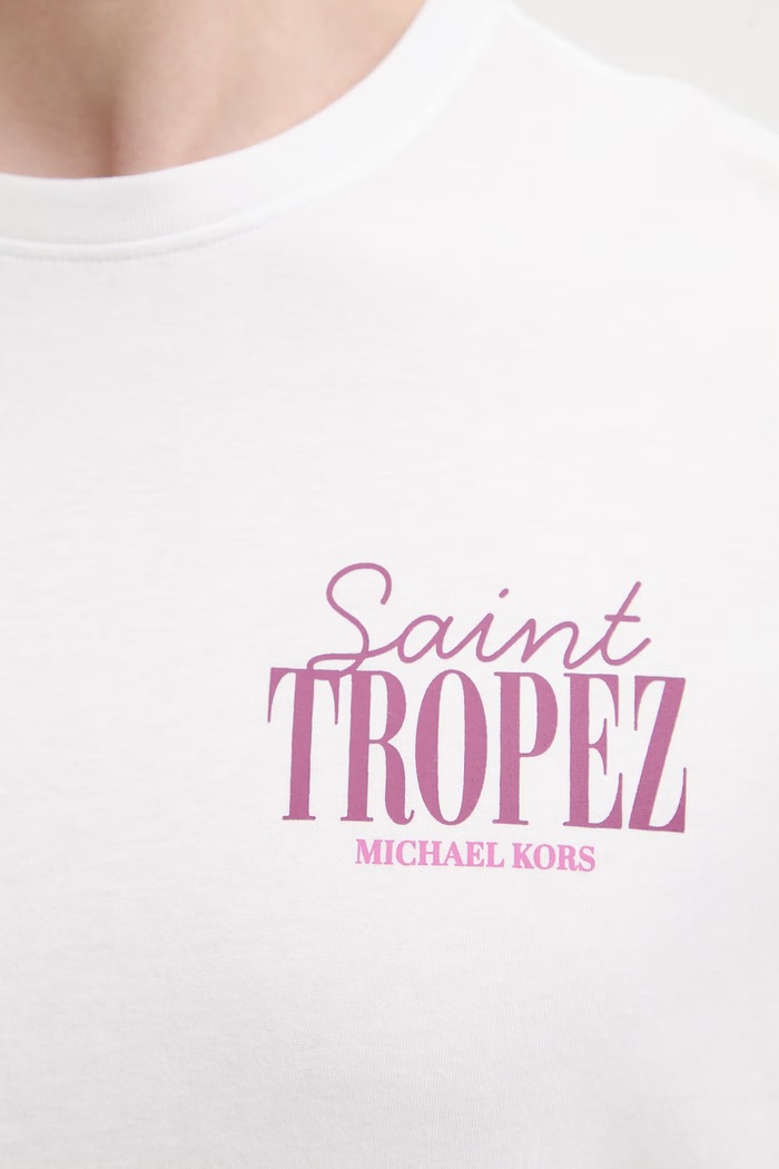 Michael Kors T-shirt męski bawełniany CS652XQFV4 biały