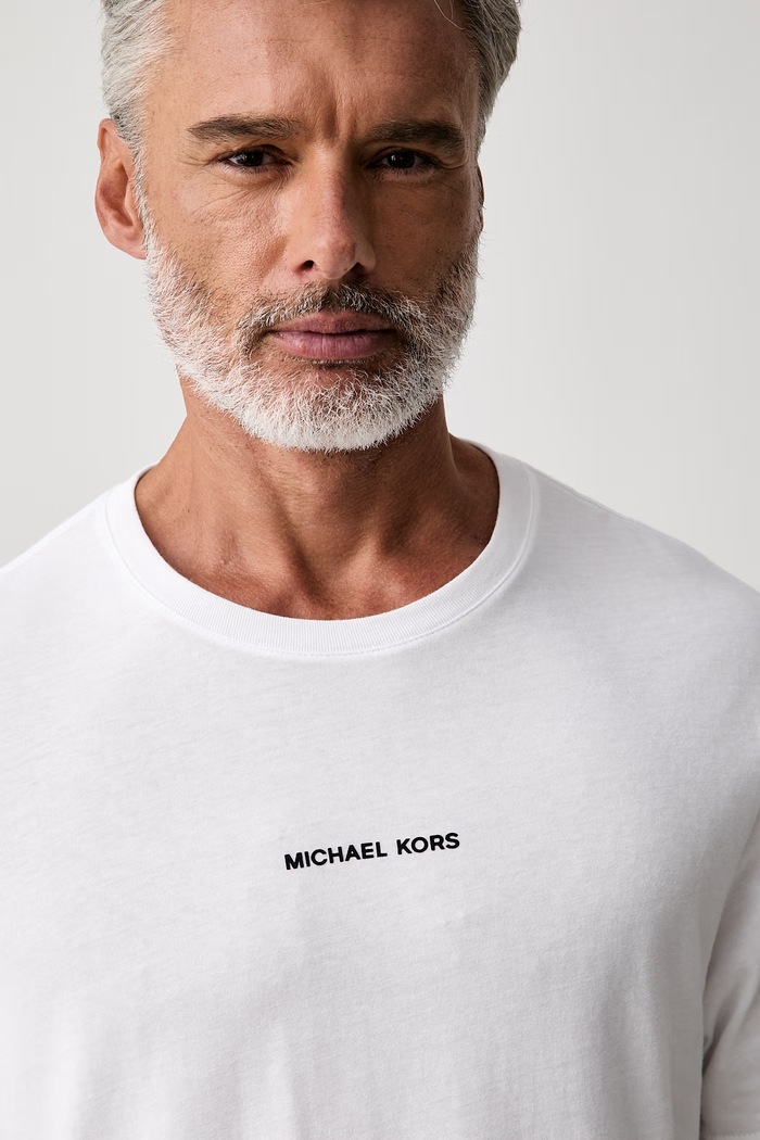 Michael Kors T-shirt męski bawełniany biały CS652XNFV4
