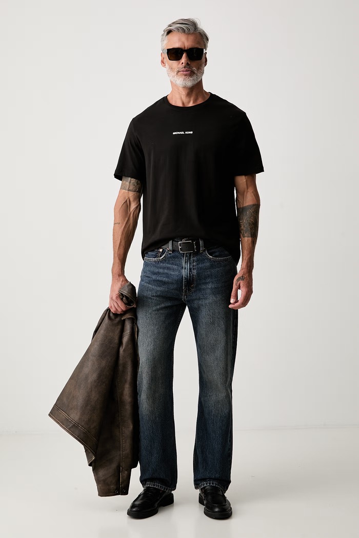 Michael Kors T-shirt męski bawełniany CS652XNFV4 czarny SS26