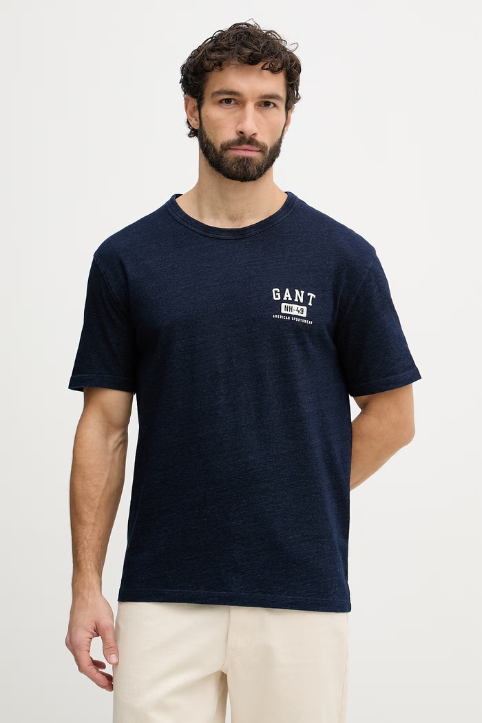 Gant T-shirt Ανδρικό βαμβακερό σκούρο μπλε 2003393