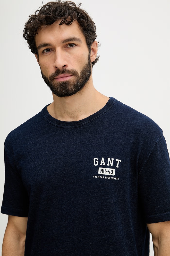 Gant T-shirt Ανδρικό βαμβακερό σκούρο μπλε 2003393