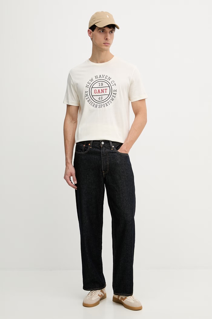 Gant T-shirt ανδρικό βαμβακερό 2003403 μπεζ SS26