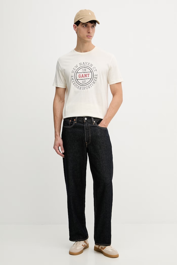 Gant T-shirt ανδρικό βαμβακερό 2003403 μπεζ SS26