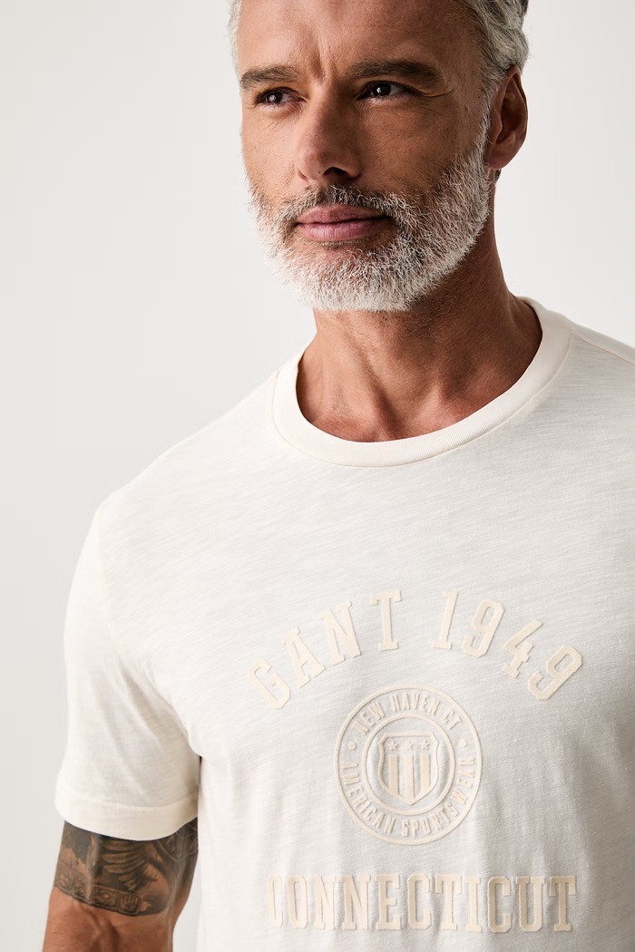 Gant T-shirt męski bawełniany beżowy 2003410