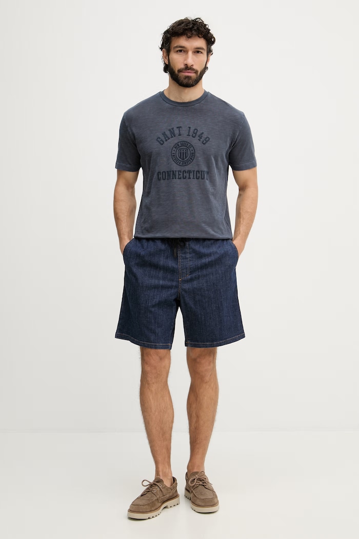 Gant T-shirt męski bawełniany 2003410 granatowy SS26