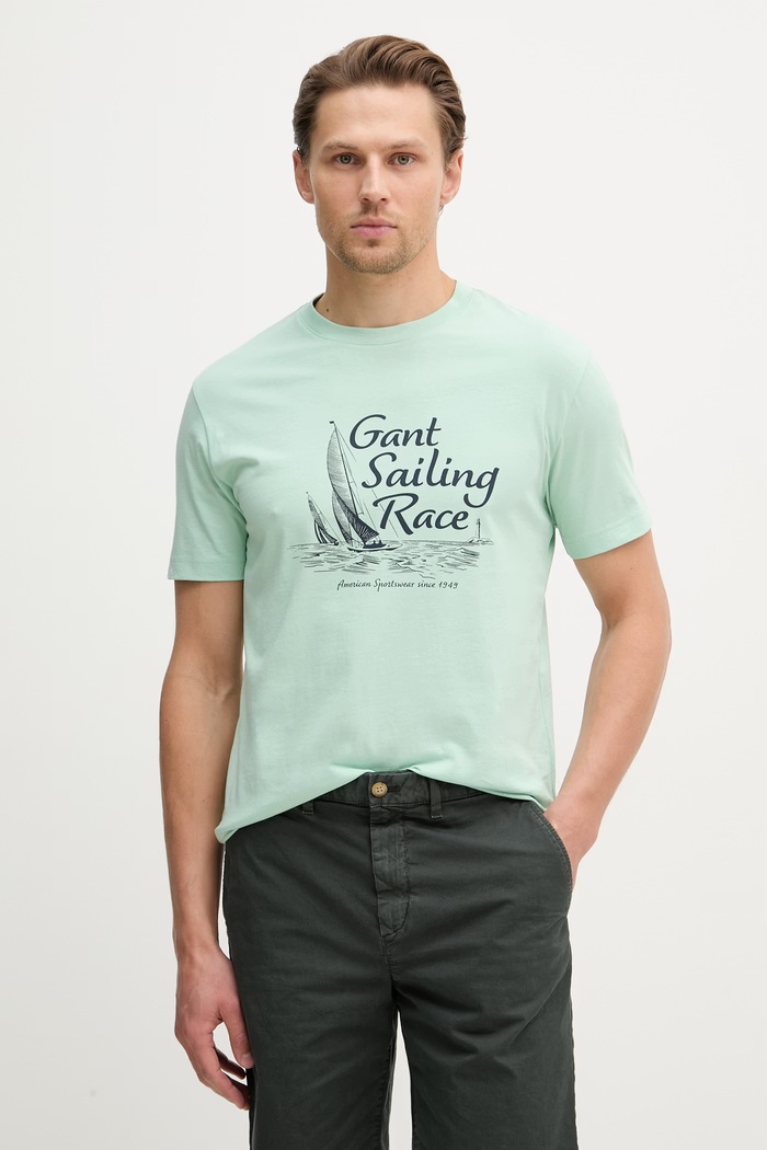 Gant t-shirt ανδρικό βαμβακερό πράσινο 2003425