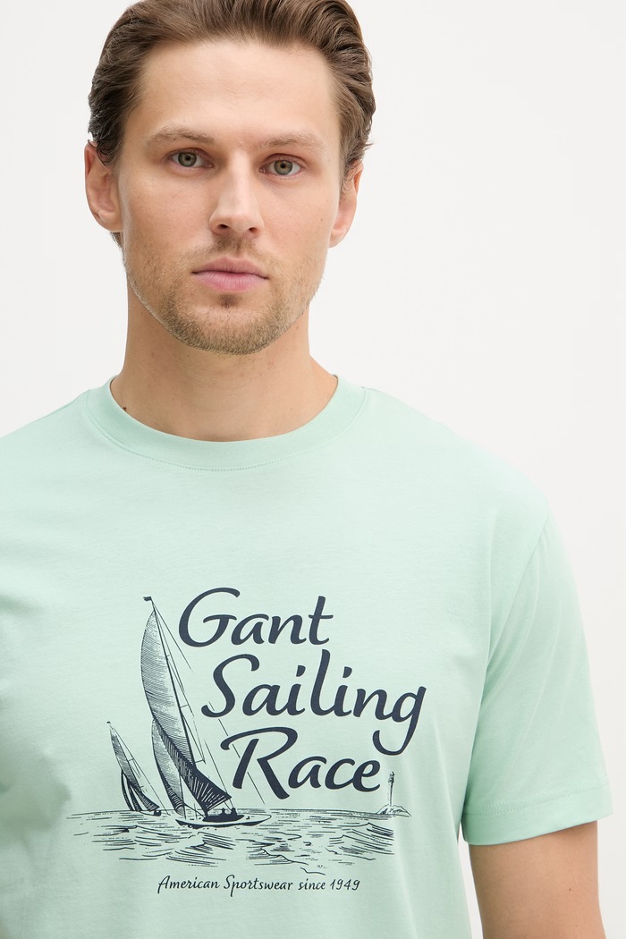 Gant t-shirt ανδρικό βαμβακερό πράσινο 2003425