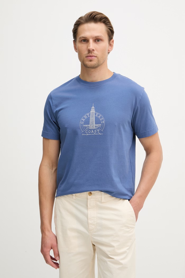 Gant T-shirt ανδρικό βαμβακερό μπλε 2003425