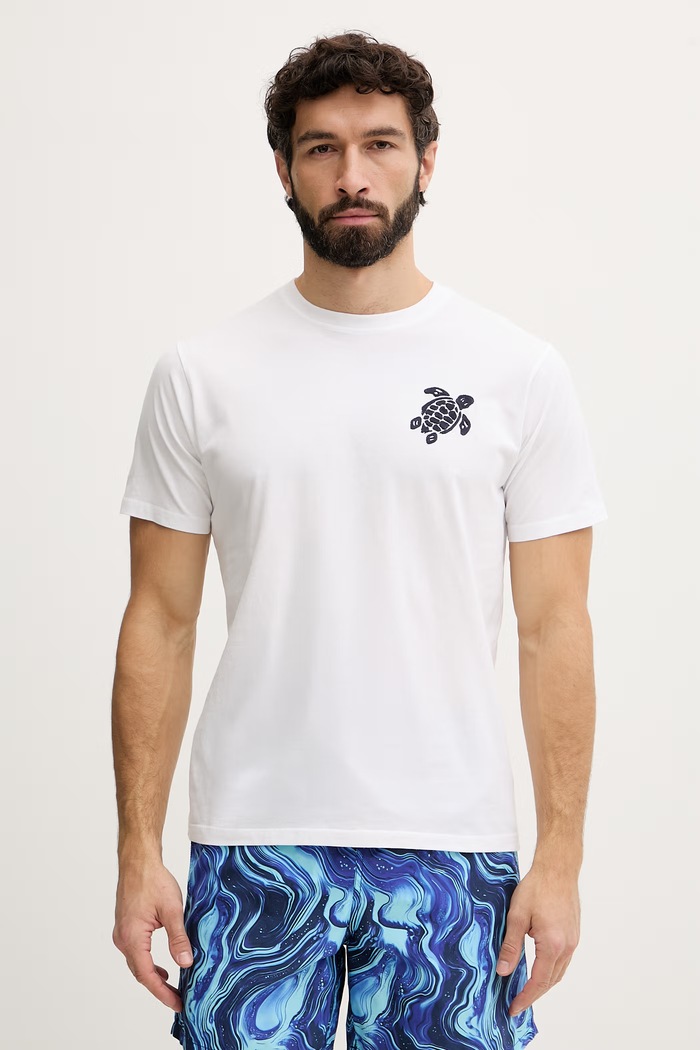 Vilebrequin tricou pentru bărbați, din bumbac PARTISOL alb PSLCM919